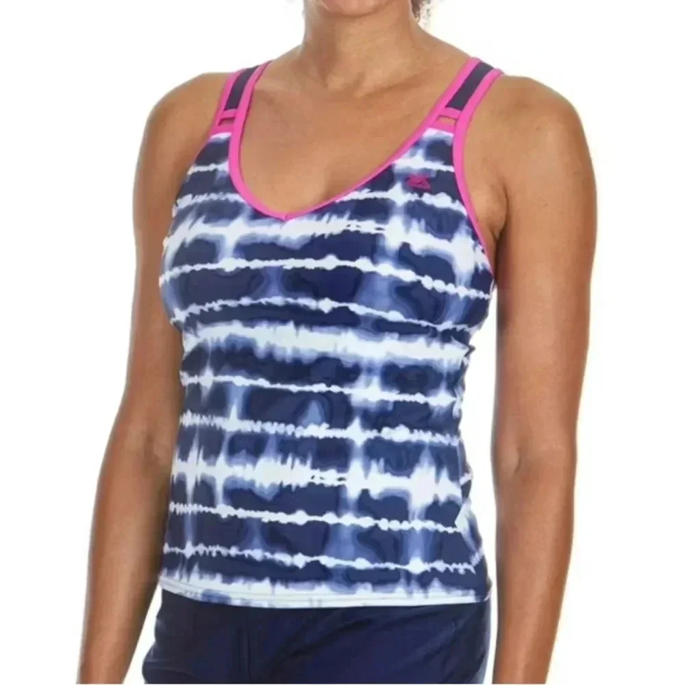 Zeroxposur Cross Back Strap Tankini Swimsuit Navy Blue Tie-Dye Size XS (6)